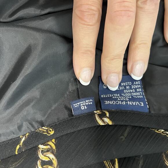 Evan Picone Skirt size 10 Black Gold Equestrian Horses Knee A Line Career Church - Picture 6 of 6